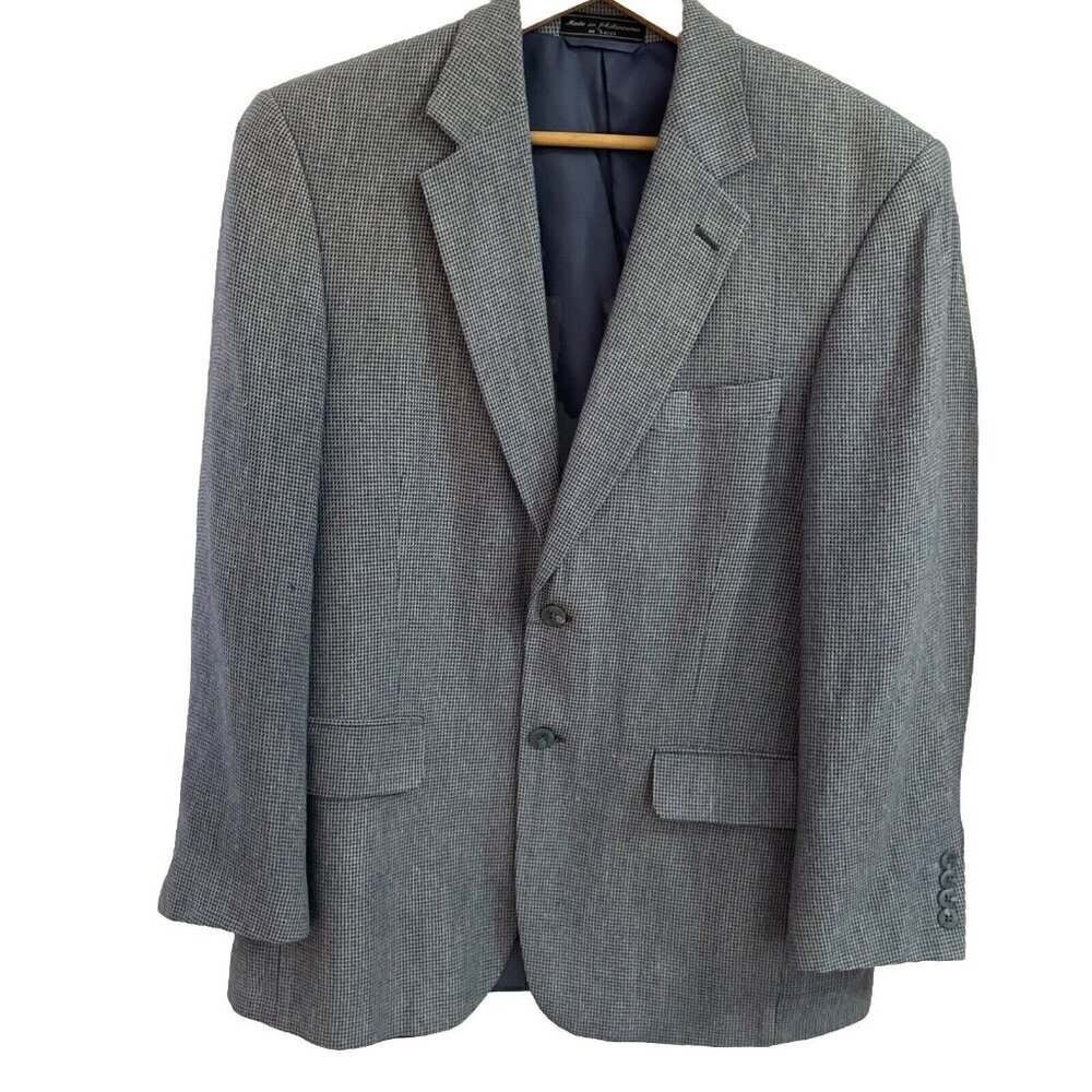 Vtg Stanley Blacker Silk Blend Sport Coat Blazer Mens 38 Short Gray Check Lined